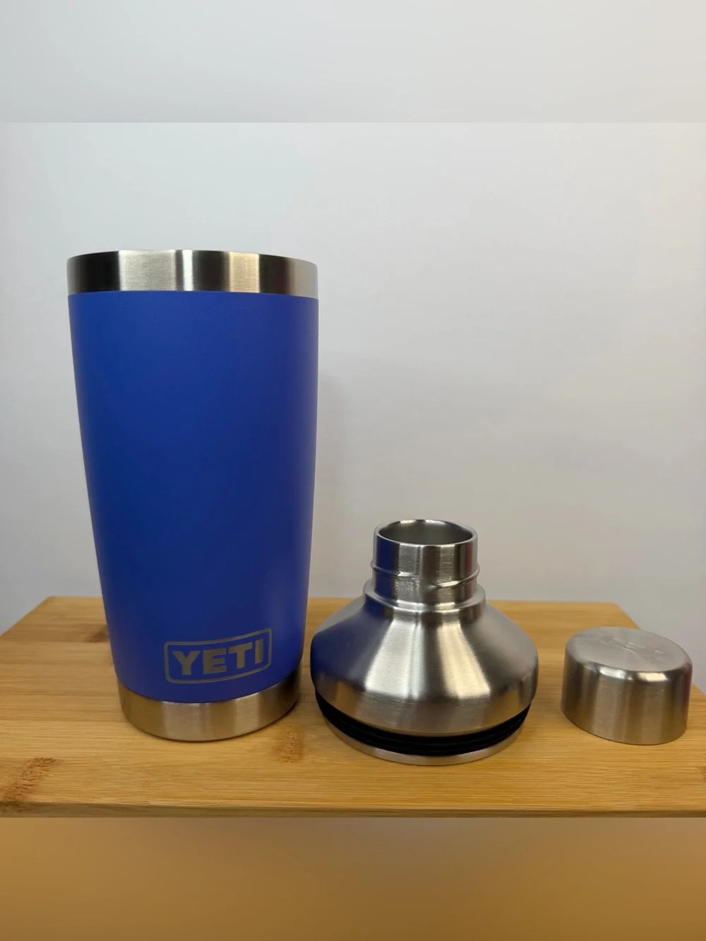 Yeti Blue Stainless Steel Cocktail Shaker with Brushed Steel Top